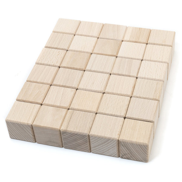 Holzklötze Holzwürfel 4 x 4 x 4 cm, Buchenholz, Set 30 Stück